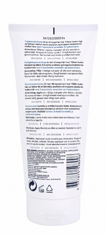 CeraVe Hypoallergenic Moisturizing Face & Body Cream with Ceramides & Hyaluronic Acid for Dry Skin - non comedogenic, fragrance free