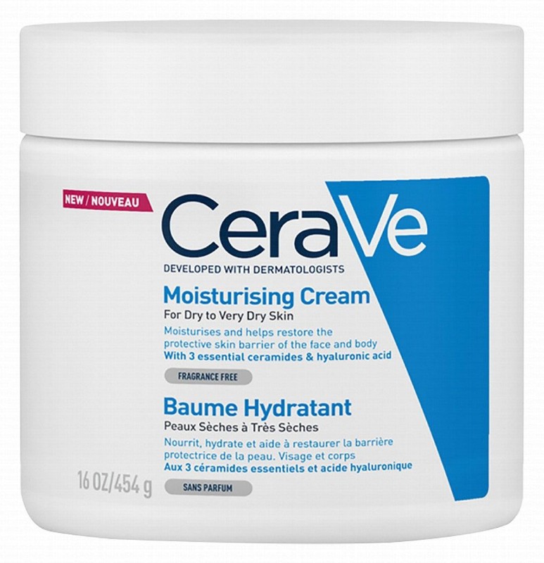 CeraVe Hypoallergenic Moisturizing Face & Body Cream with Ceramides & Hyaluronic Acid for Dry Skin - non comedogenic, fragrance free