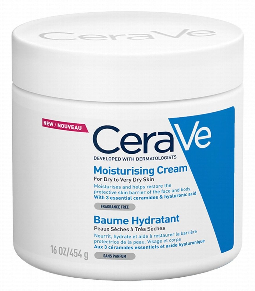 CeraVe Hypoallergenic Moisturizing Face & Body Cream with Ceramides & Hyaluronic Acid for Dry Skin - non comedogenic, fragrance free