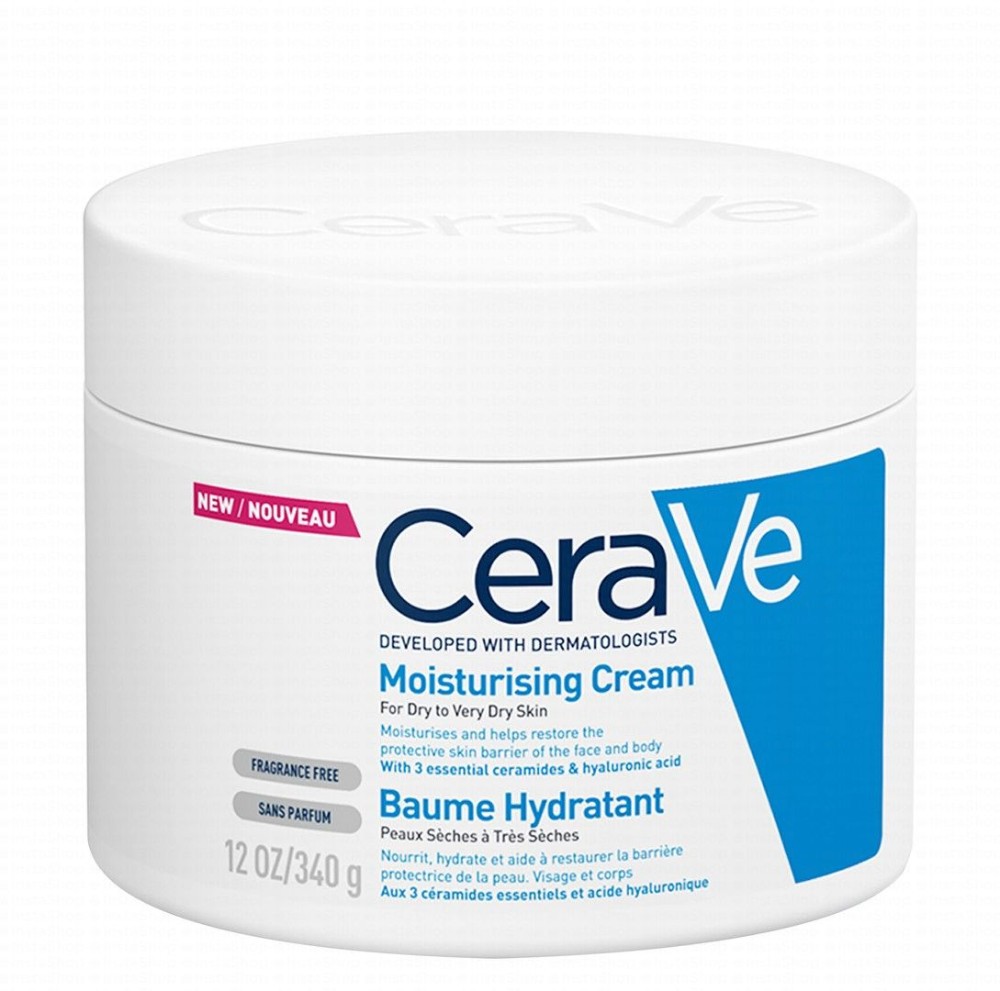 CeraVe Hypoallergenic Moisturizing Face & Body Cream with Ceramides & Hyaluronic Acid for Dry to Very Dry Skin - perfume free, non comedogenic
