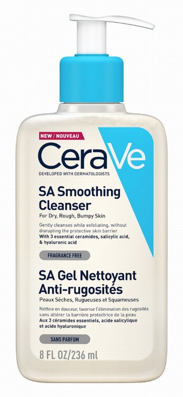 CeraVe Hypoallergenic SA Smoothing Facial Cleanser with Ceramides, Salicylic & Hyaluronic Acid for Dry, Rough & Bumpy Skin - fragrance free, non comedogenic