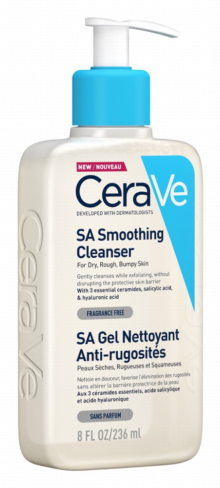 CeraVe Hypoallergenic SA Smoothing Facial Cleanser with Ceramides, Salicylic & Hyaluronic Acid for Dry, Rough & Bumpy Skin - fragrance free, non comedogenic
