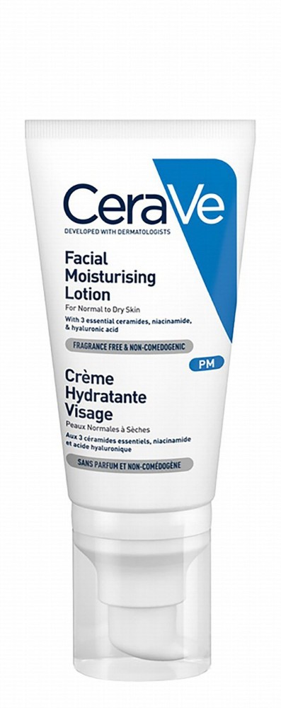 CeraVe PM Moisturizing Face Lotion with Niacinamide, Hyaluronic Acid & Ceramides for Normal to Dry Skin - fragrance free, non comedogenic