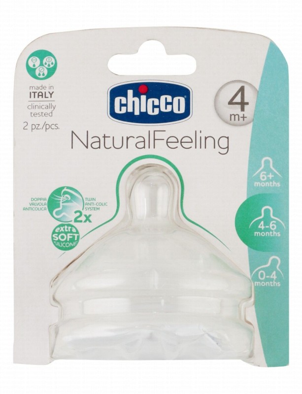 Chicco Natural Feeding Anti-Colic Soft Silicone Nipples (4+ Months)