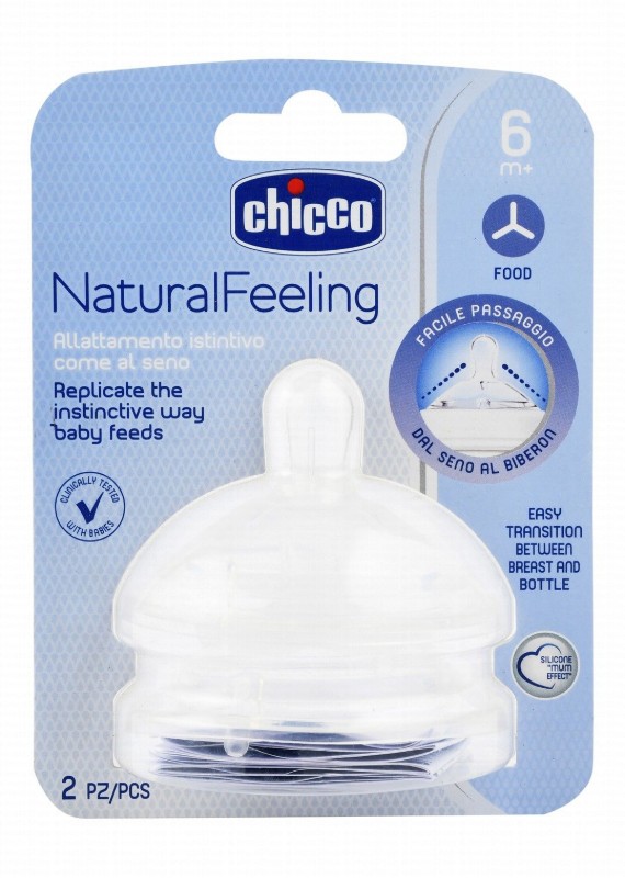 Chicco Natural Feeding Silicone Bottle Nipple (6+ Months)