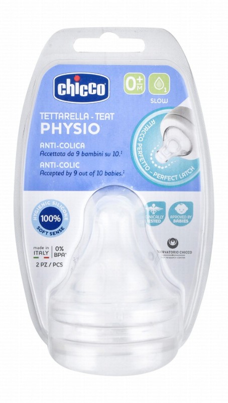 Chicco Physio Anti-Colic Slow Flow Silicone Bottle Nipple (0+ Months) - BPA free