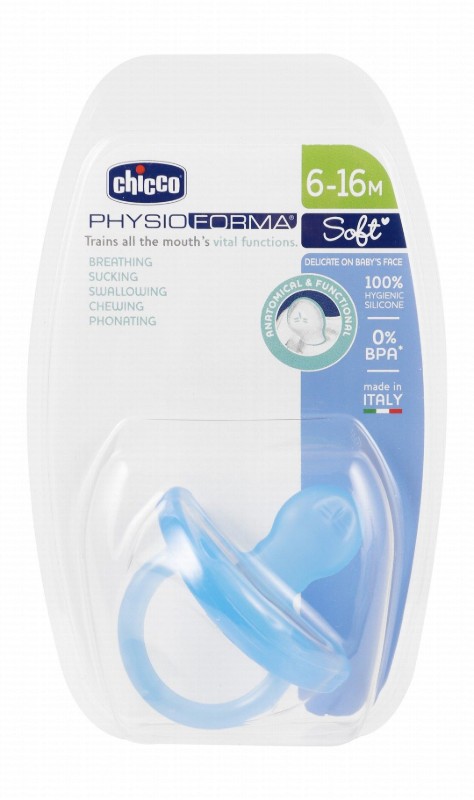 Chicco Physio Forma Blue Soft Silicone Anatomical Pacifier (6-16 Months) - BPA free