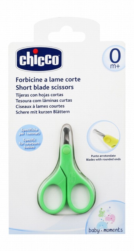 Chicco Short Blade Baby Green Nail Scissors (0+ Months)