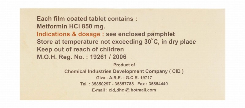 Cidophage 850mg Metformin Hydrochloride