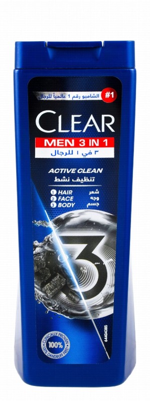 Clear Men 3in1 Active Clean Hair, Face & Body Wash