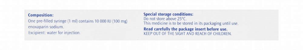 Clexane 10,000 IU/ml Enoxaparin Sodium Pre-Filled Solution Syringes for Injection