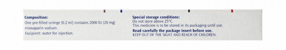 Clexane 2000 IU Enoxaparin Sodium Solution with 0.2ml Water Syringes