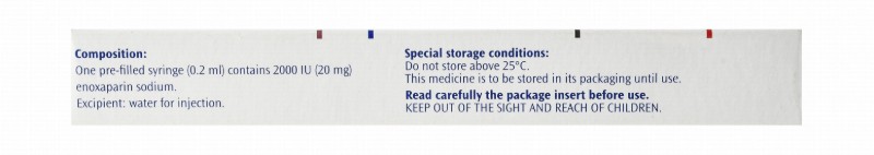 Clexane 2000 IU Enoxaparin Sodium Solution with 0.2ml Water Syringes