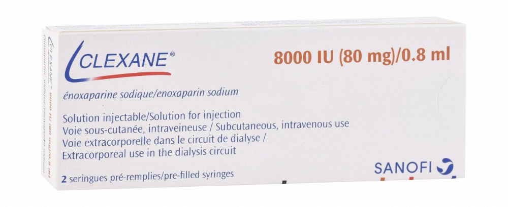 Clexane 8000 IU Enoxaparin Sodium Solution with 0.8ml Water Syringes for Intravenous Injection