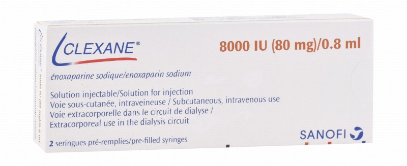 Clexane 8000 IU Enoxaparin Sodium Solution with 0.8ml Water Syringes for Intravenous Injection