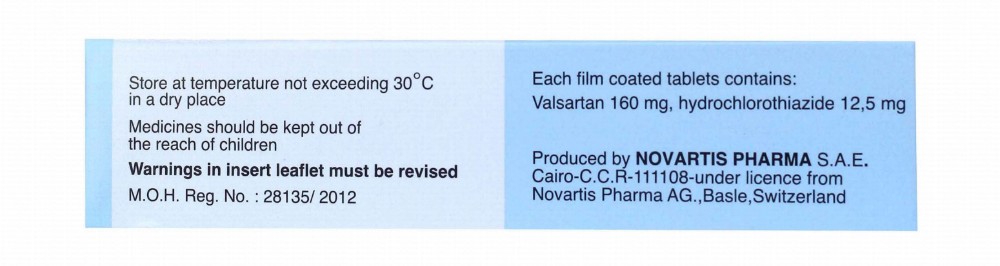 Co-Tareg 160mg Valsartan & 12.5mg Hydrochlorothiazide for Hypertension