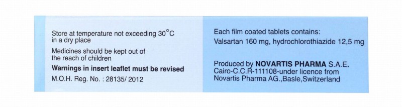 Co-Tareg 160mg Valsartan & 12.5mg Hydrochlorothiazide for Hypertension