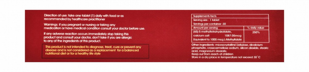 Cogicin 1000mcg L-Methylfolate Supplement