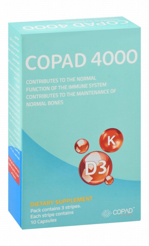 Copad 4000 IU Vitamin D3 & 100mcg Vitamin K2 Bone & Immune System Support Supplement