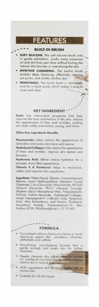 Cosmo Gold Foaming Facial Wash with Brush for All Skin Types - parabens, silicones, phthalates