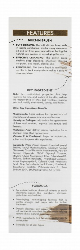 Cosmo Gold Foaming Facial Wash with Brush for All Skin Types - parabens, silicones, phthalates