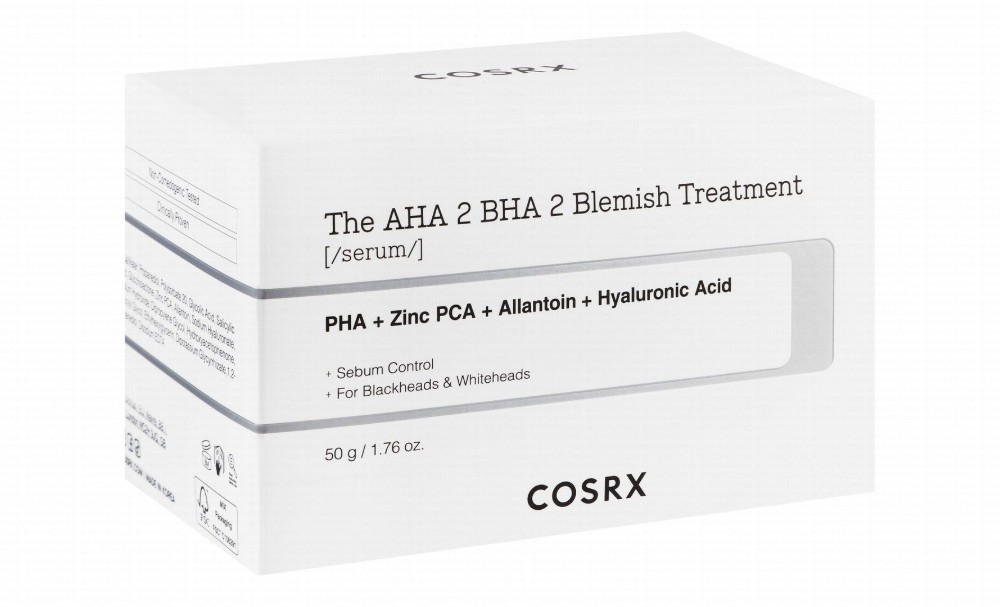 Cosrx 2% AHA & 2% BHA Sebum Controlling & Anti-Blackheads Facial Serum with PHA, Zinc PCA & Allantoin for Blemish-Prone Skin - non comedogenic