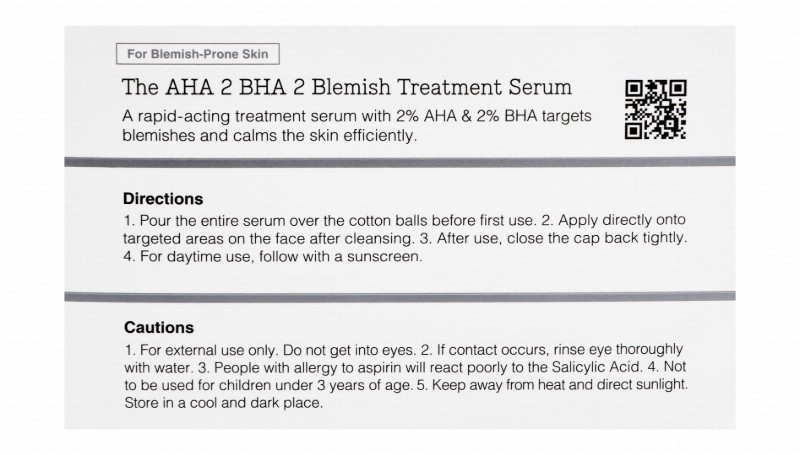 Cosrx 2% AHA & 2% BHA Sebum Controlling & Anti-Blackheads Facial Serum with PHA, Zinc PCA & Allantoin for Blemish-Prone Skin - non comedogenic