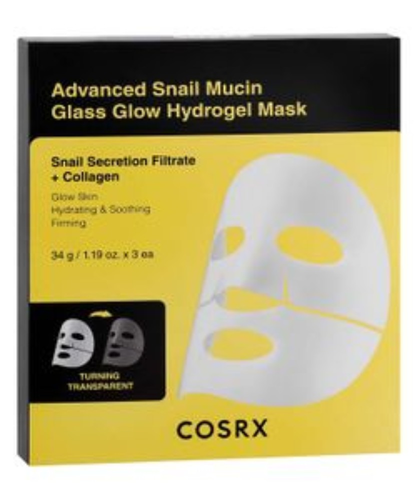 Cosrx Advanced Snail Mucin Glass Glow Hydrating, Soothing & Firming Hydrogel Facial Sheet Masks with Collagen