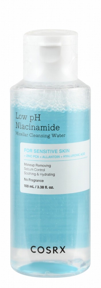 Cosrx Low pH Sebum Control, Makeup Removing & Cleansing Micellar Water with Niacinamide, Allantoin & Hyaluronic Acid for Sensitive Skin - fragrance free