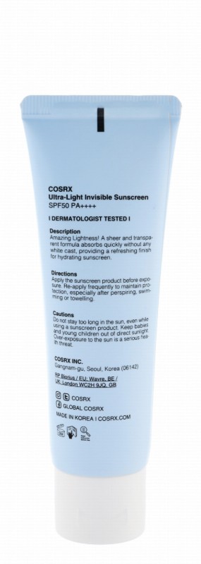 Cosrx Non-Greasy Non-Sticky Ultra Light Invisible Hydrating Face & Body Sunscreen with Witch Hazel, Aloe & Hyaluronic Acid for All Skin Types SPF50 PA++++
