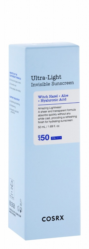 Cosrx Non-Greasy Non-Sticky Ultra Light Invisible Hydrating Face & Body Sunscreen with Witch Hazel, Aloe & Hyaluronic Acid for All Skin Types SPF50 PA++++