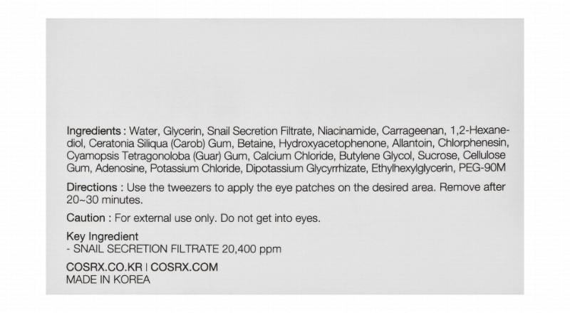 Cosrx Refreshing & Hydrating Advanced Snail Hydrogel Eye Patches