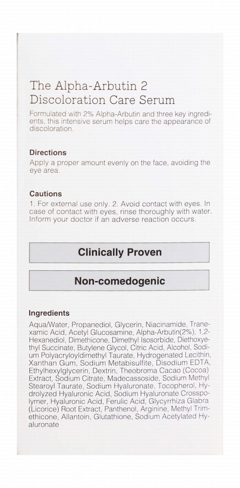 Cosrx The Alpha-Arbutin 2 Discoloration Care Face Serum with Tranexamic Acid, Niacinamide & NAG - non comedogenic