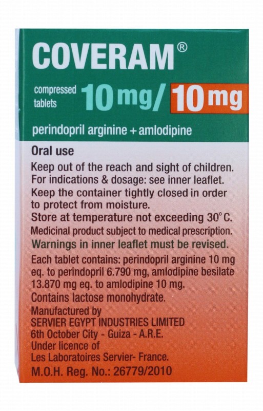 Coveram 10mg Perindopril Arginine & 10mg Amlodipine