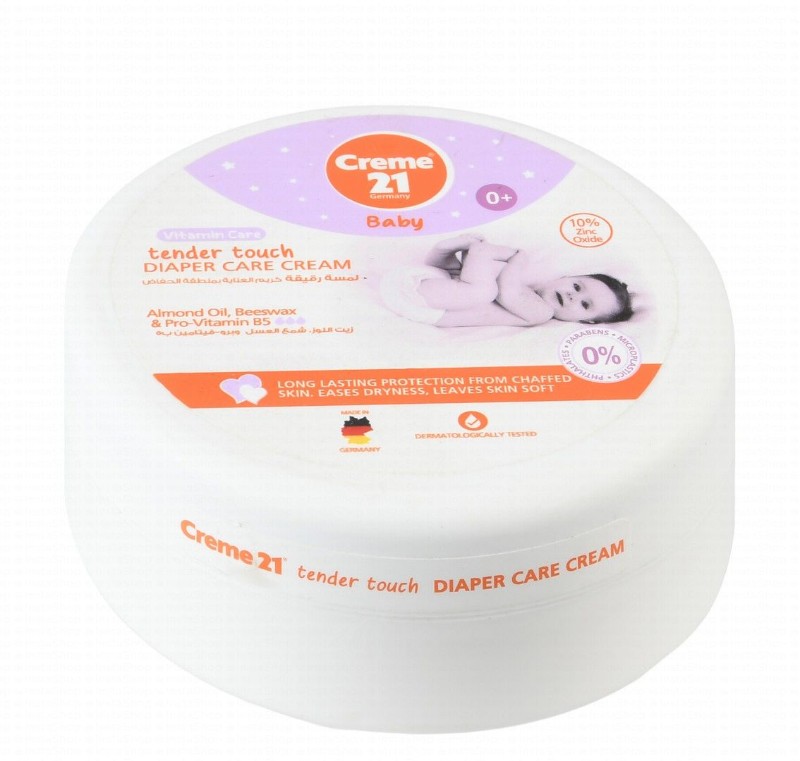 Creme 21 Baby Vitamin Care 10% Zinc Oxide Diaper Cream with Almond Oil, Beeswax & Provitamin B5 (0+ Months) - parabens free, microplastic free, phthalates free