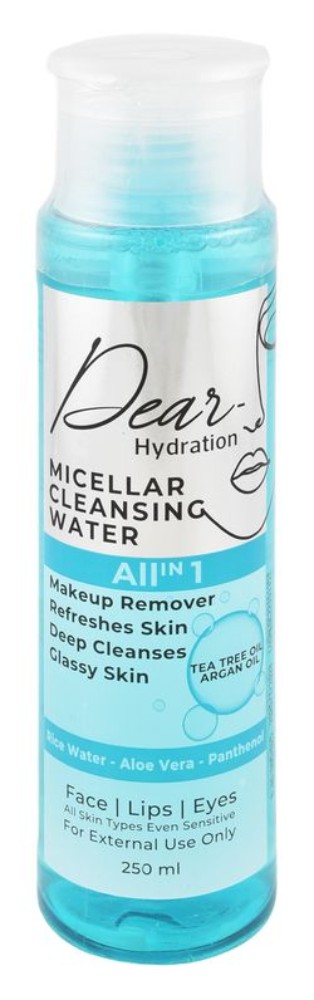 Dear All-in-One Hydrating, Makeup Removing & Refreshing Face, Eyes & Lips Micellar Cleansing Water with Panthnol, Tea Tree & Argan Oils for All Skin Types