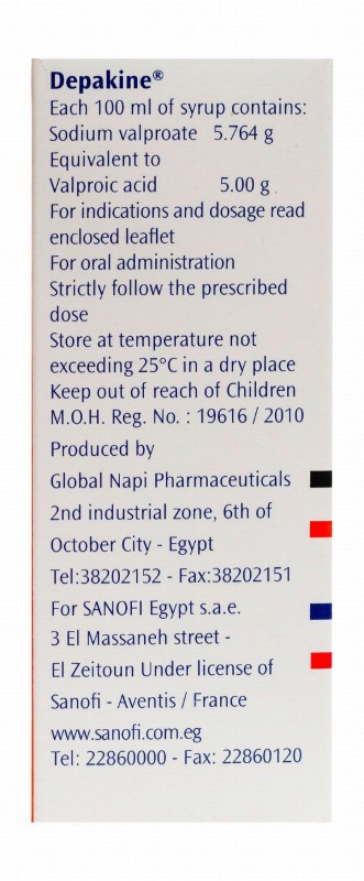 Depakine 5.764g/100ml Sodium Valproate Syrup