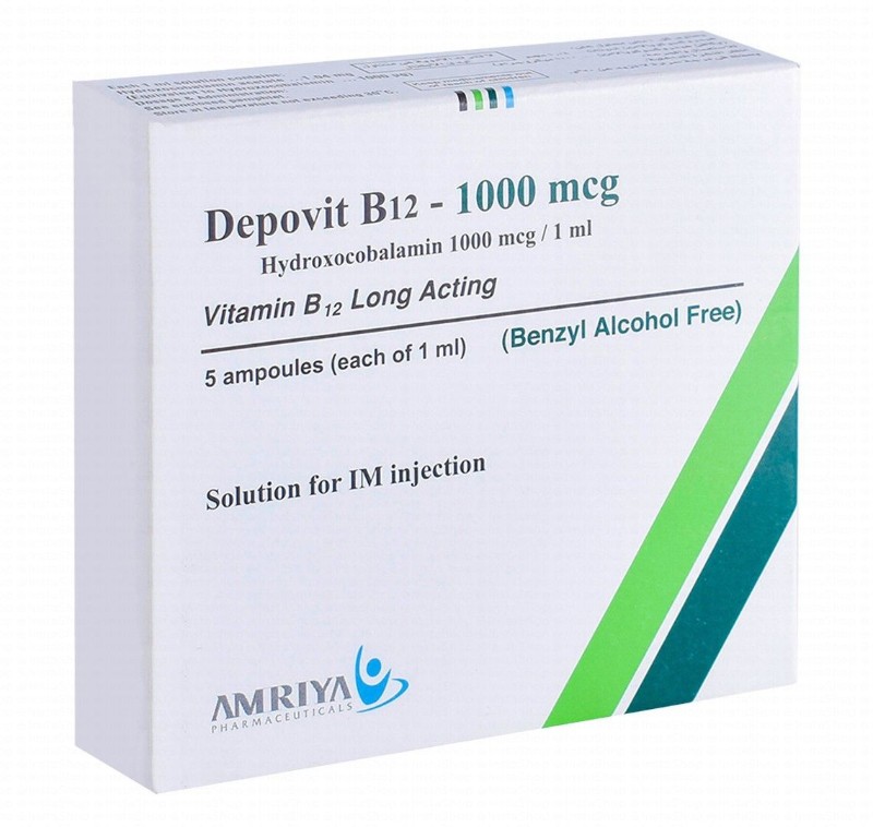Depovit B12 1000mcg/1ml Hydroxocobalamin Solution Ampoules for Intramuscular Injection - benzyl alcohol free