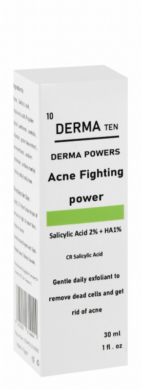 Derma 10 Power Exfoliating & Anti-Acne Face Serum with Salicylic & Hyaluronic Acids for All Skin Types