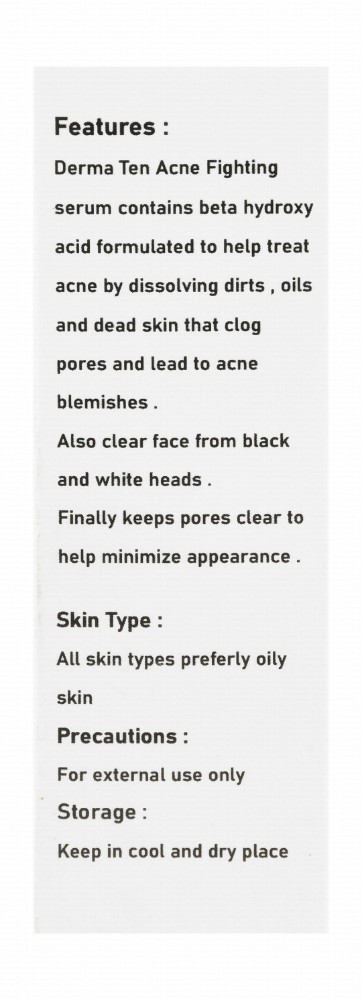 Derma 10 Power Exfoliating & Anti-Acne Face Serum with Salicylic & Hyaluronic Acids for All Skin Types