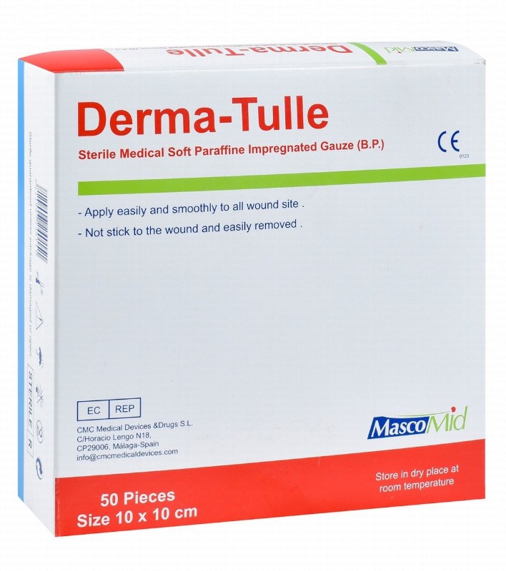 Derma-Tulle Sterile Soft Paraffine Impregnated Gauze BP (10x10cm)