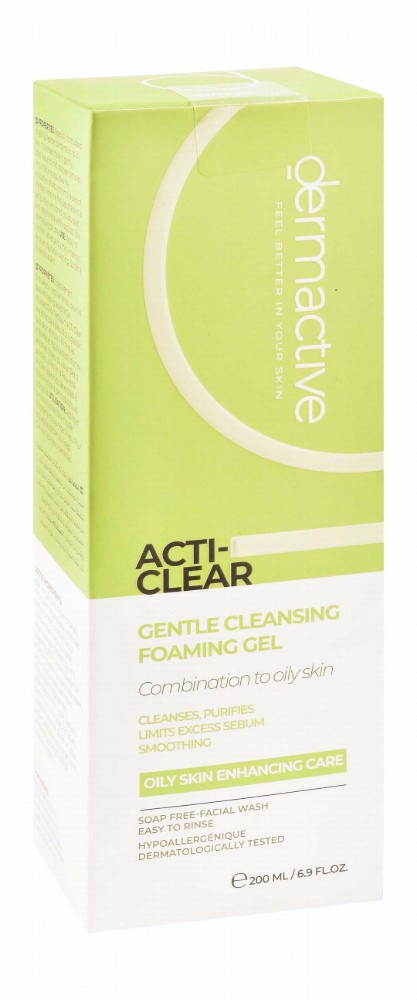 Dermactive Acti-Clear Hypoallergenic Cleansing, Purifying & Smoothing Facial Foaming Gel for Oily & Combination Skin - soap free