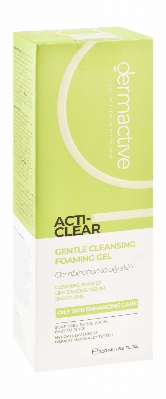 Dermactive Acti-Clear Hypoallergenic Cleansing, Purifying & Smoothing Facial Foaming Gel for Oily & Combination Skin - soap free