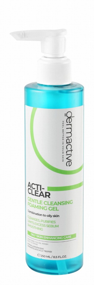 Dermactive Acti-Clear Hypoallergenic Cleansing, Purifying & Smoothing Foaming Gel Facial Wash for Oily, Combined & Sensitive Skin - soap free