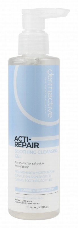 Dermactive ACTI-Repair Hypoallergenic Nourishing, Soothing & Cleansing Face & Body Gel for Dry & Sensitive Skin - sulfate free, soap free