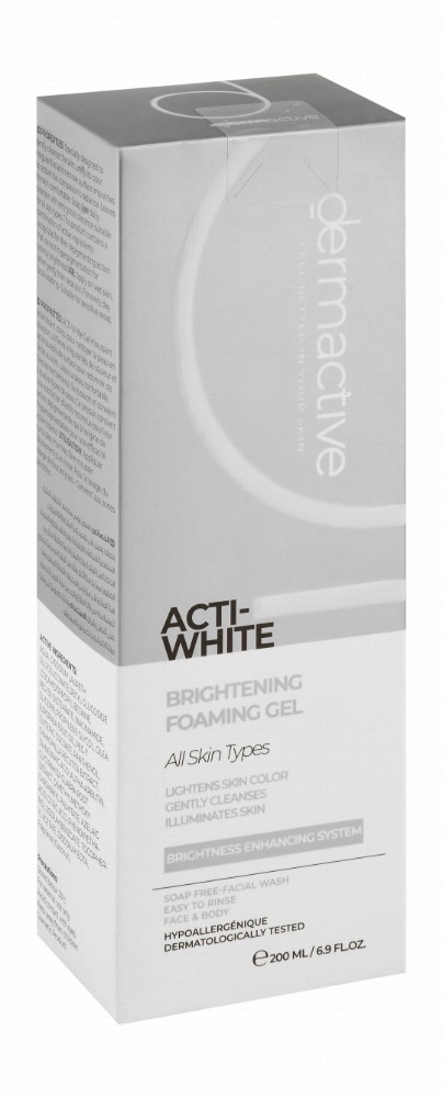 Dermactive Acti-White Hypoallergenic Brightening, Lightening & Illuminating Face & Body Foaming Gel Cleanser for All Skin Types - soap free