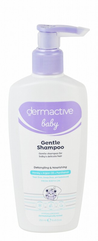Dermactive Baby Hypoallergenic Detangling & Nourishing Gentle Shampoo with Honey, Argan Oil & Panthenol for Delicate Hair (0+ Months) - parabens free, sulphate free, silicone free