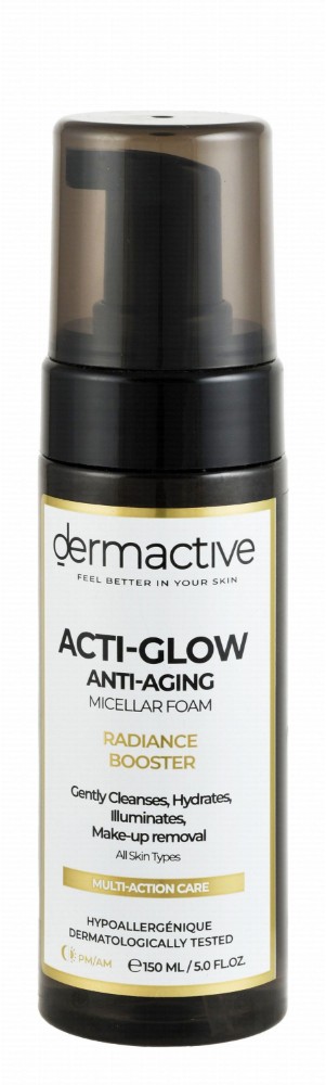 Dermactive Hypoallergenic Multi-Action Care Acti-Glow Radiance, Hydrating & Anti-Aging Micellar Foaming Facial Cleanser for All Skin Types