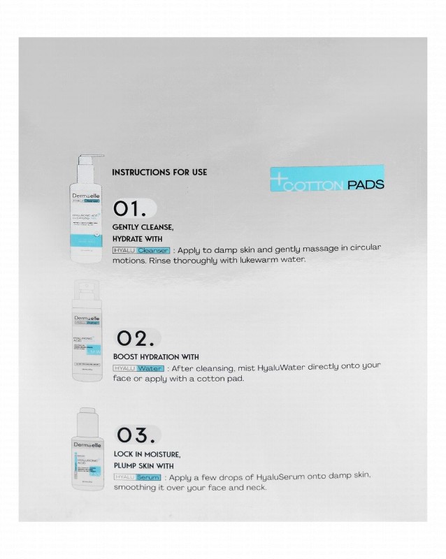 Dermaelle Advanced Hyaluronic Acid Plus Facial Care Kit - non comedogenic