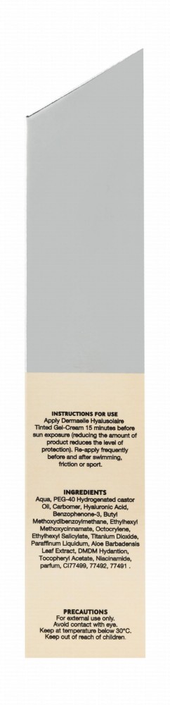 Dermaelle Hyalu Solaire Dry Touch Anti-Brilliance Tinted Face Sunscreen Gel Cream with Hyaluronic Acid & Niacinamide for Sensitive & Sun-Intolerant Skin SPF50+ Light
